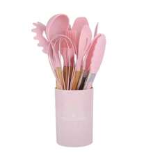 [12pcs Silicone Utensil Set] 12pcs Non-Stick Silicone Kitchen Utensil Set With Wooden Handles | And Easy To Clean | Perfect For Cooking And Baking, Back To School And Dorm Essentials