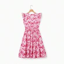 Vestido a juego con volantes para el Día de San Valentín, para mamá e hija - Rosa - Ver 5