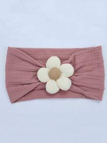 3 قطع شريط رأس زهرة للأطفال البنات، شرائط رأس من النايلون ناعمة لأطفال الرضع والأطفال الصغار، اكسسوارات شعر للأطفال الرضع والأطفال الصغار (بيج، زهري، طني) 3 قطع في المجموعة الواحدة