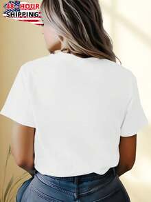 HAITI LIBERTE Women T Shirt Summer Casual Graphic Tee Soft Breathable Short Sleeve Top  Fashion Gift Comfortable Everyday Outfit - White - View 3