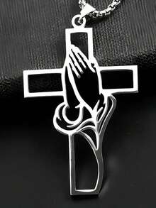 空心祈祷手势十字架吊坠，汽车内饰装饰吊坠，优雅的十字架吊坠 - 彩色 - 查看 6