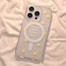 Ins Yellow Flower Suitable For S24FE S23Plus S22 ULTRA, Suitable For IPhone 17/16/15/14/13/12 Pro Max 16/15/14 Plus, Transparent Acrylic Magnetic Mobile Phone Case With Fashion Pattern Design, Shock-Proof Classic Mixed Transparent Mobile Phone Case Magnetic Mobile Phone Case - Trong sáng - Xem 4