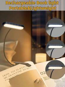 PINK 10 LED Book Light, 3 Eye-Protecting Lightng Colours Reading Light, Adjustable Brightness, USB Rechargeable 12H Battery Life, Flexible Clip On Book Light For Reading, Painting,Travel, Kids Gift