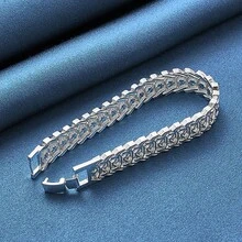 Vòng tay bản rộng mạ bạc Sterling S925 thời trang, thiết kế hình đồng xu Euro, phù hợp cho cả nam và nữ, thiết kế dây đeo đồng hồ bản rộng, chống dị ứng, thích hợp đeo hàng ngày và những dịp đặc biệt, quà tặng Giáng sinh lý tưởng - Bạc - Xem 4