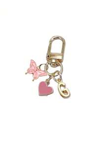 Item indispensável para o verão - Chaveiro com letra em formato de coração e borboleta rosa, com iniciais e mensagem de presente / Carta de amor | Acessório de chaveiro de coração | Pingente de bolsa personalizado | Presente, chaveiro, acessórios exclusivos para celular, design simples, presente para amigos, família, namoradas, acessórios para atividades ao ar livre, acessórios para festas, presentes, lembranças, pingente de bolsa feminina, pingente de carro, presente para meninas, presente personalizado para casamento na praia, presente ideal para madrinhas