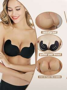 1/2 Pcs Invisible Push-Up Silicone Sticky Bras – Strapless Backless Seamless Adhesive Mango Shape Bra Pads, Lift & Gather For Small Bust, Wedding Dress & Lingerie