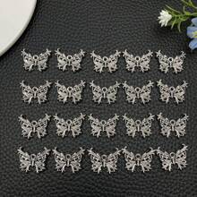 10/20/30 piezas Colgante de mariposa hueco de aleación de plata antigua, lindo colgante de insecto animal para hacer pulseras, collares, aretes, manualidades y accesorios de joyería, 25x19mm