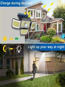 278 LED Solar Smart Light With 4 Adjustable Heads, Featuring 3 Lighting Modes And Rating, Suitable For Home Gardens And Outdoor Security Lighting.