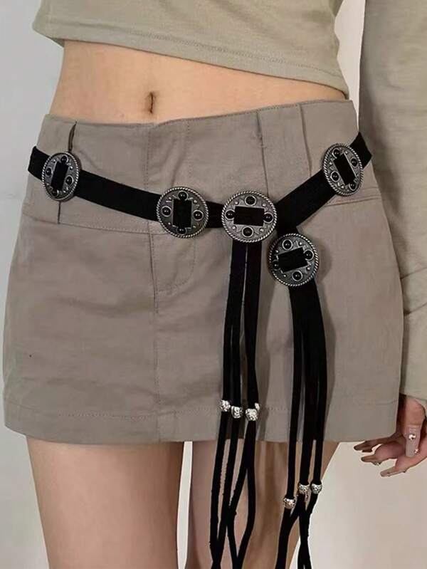 Ceinture bohème vintage de style occidental, faite main en suède tressé avec des franges. Parfaite pour assortir n'importe quelle tenue, Halloween, été, école