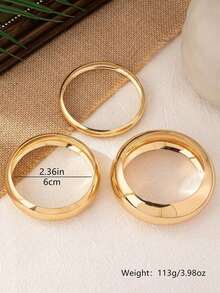 3pcs/Set Luxurious Circular Gold Bangle Bracelet Set For Women, Suitable For Evening Parties, Dates, Gatherings And Festive Gifting - Silver - View 3