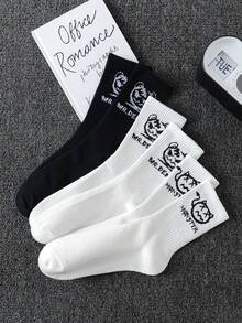 5/12/20 双随机混合男女通用涂鸦、搞笑脸、魔鬼印花休闲中筒袜、舒适透气中筒袜、运动袜、篮球袜、足球袜、短袜、黑袜、白袜