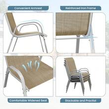 Patio Chairs Set Of 6, Outdoor Stackable Dining Chairs For All Weather, Comfortable Breathable Patio Dining Chairs Silver Outdoor Chairs Garden Outdoor Furniture For Backyard Deck, Beige - Beige - View 7