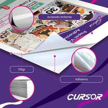 CURSOR White Adhesive Vinyl Paper 30 A4 Inkjet Sheets - White - View 7