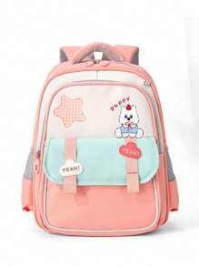 1pc's New Dopamine Color Cartoon Backpack Is Childish And Cute, With A Zipper Closure Design, Adjustable Shoulder Straps, And Comfortable Handles. It Is Suitable For Various Occasions Such As Going To School. It Has A Large Capacity And Can Easily Accommodate Daily Necessities.