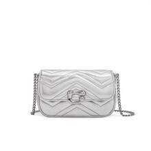 奢华设计师轻便商务休闲小巧优雅绗缝方形包和小手提包、别致超细纤维皮革黑色钱包和托特包、简约复古翻盖单肩包和腋下钱包、便携式可调节链条斜挎包 - 彩色 - 查看 12