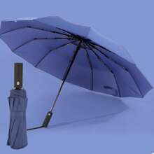 1 Piece, Folding Black Handle Umbrella With Blue Color For Sunny And Rainy Days