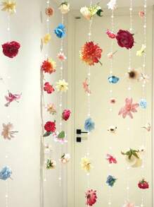 1pc Monochrome Series Floating Artificial Flowers Curtain, Creative Photography Prop, Indoor Outdoor Floral Decor, Plastic Fake Flower Petals Waterfall, Romantic Wedding Backdrop, 3-10cm Random Size, Decoration Material Pack
