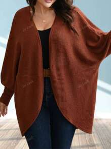 Solid Color Batwing Sleeve Loose Version, Back To School Season, Daily Outgoing Street Wear, Elegant Long Sleeve Cardigan Unbutton Oversized Style Women Party Outfit