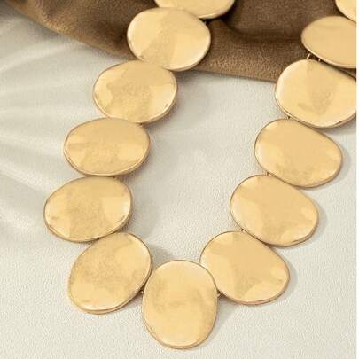 1 件时尚复古金属几何圆形吊坠项链，适合女士派对佩戴