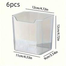 Juego de 6 contenedores organizadores de plástico transparente para refrigerador - Recipientes de almacenamiento que mantienen la frescura para cocina y comedor, ideales para frutas, verduras, bocadillos y condimentos, organizadores y almacenamiento para refrigerador