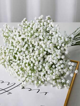 80枝星空仿真花束（带茎）小花束 - 手工塑料花艺，软橡胶满天星，塑料人造花，假花装饰，适用于家居户外庭院花园装饰、婚礼、派对、生日氛围装饰。80/60/40/30/20/10/1枝