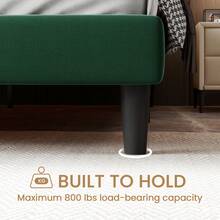 SHA CERLIN Twin/Full/Queen/King Velvet Upholstered Platform Bed Frame With Headboard, Strong Wood Slats Support, No Box Spring Needed, Green