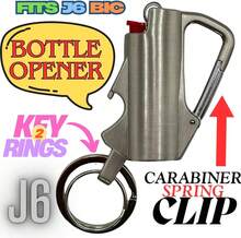 Lighter Case. Carabiner Keychain BIC Lighter Holder With Bottle Opener. 3 Colors & 2 Sizes To Choose From. BIC Sleeves For J5 And J6 Sizes. - Silver - View 5