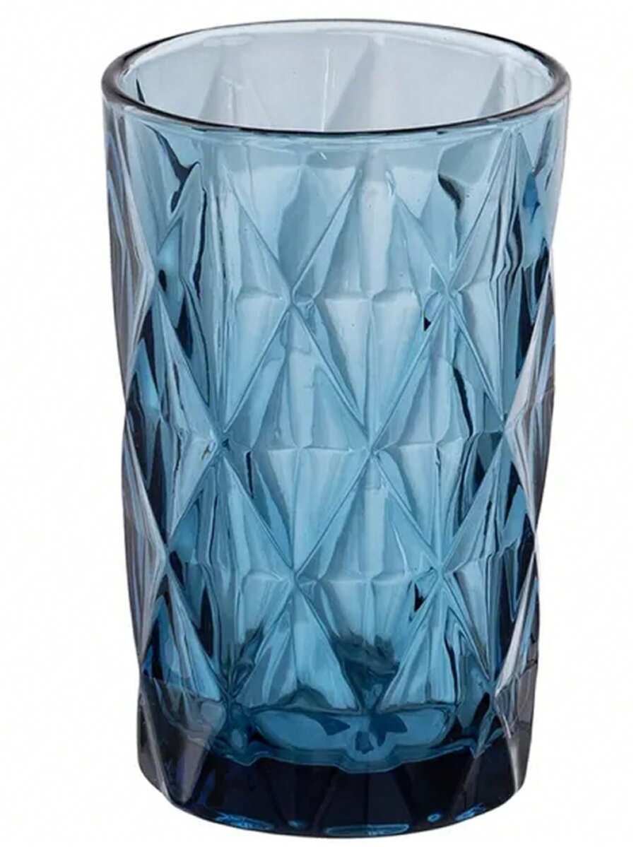 U HOME - 6 Vasos Elegance 40 cl Azul Marino Cok, para uso Casa, Restaurante, Hoteles, Ligeros y Resistentes con acabado de diamantes - Azul - Ver 1