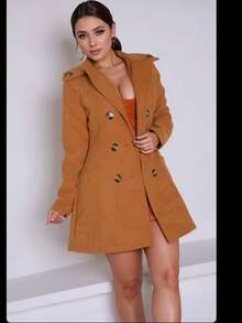 Women's Trench Coat With Button - Naranja Quemada - Ver 1