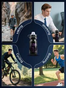 X-TIGER 630ML 自行车水壶防漏挤压式自行车水壶带自行车水壶架，非常适合骑行、跑步、健身和户外运动（黑+白） - 彩色 - 查看 10