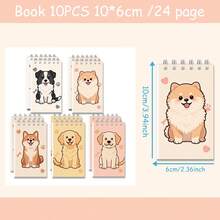 10 件装宠物狗螺旋笔记本，卡通爪印，垂直翻页便携式小狗线圈笔记本，礼品装饰笔记本，适用于学校用品，返校