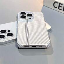 Simple White Carbon Fiber Apple 16 Promax Phone Case Compatible With IPhone 11/12/13/14/15 Pro Anti Drop Versatile Case - White - View 3