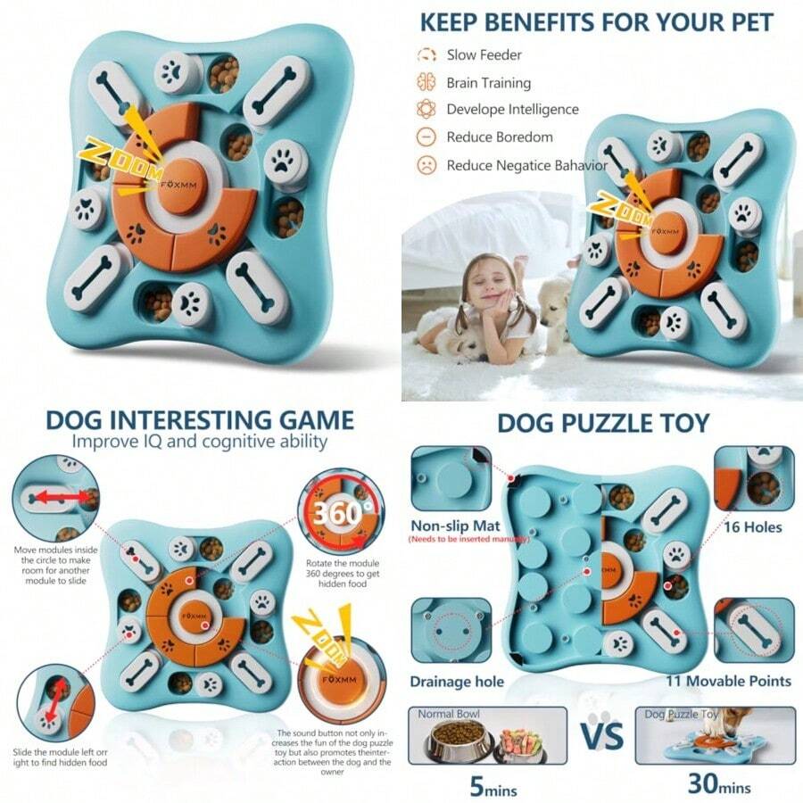 Interactive Dog Treat Puzzle Toys For IQ Training Mental StimulatingFun Slow Feeder Large Medium Small Dogs Enrichment Toys With Squeak Design - S級2 - 查看 1
