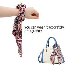 Scrunchie Hair Accessories - Chiffon Hair Scarf Bandana, Scrunchies, Ribbons, Ponytail Holders, And Bow Scrunchies For Women (6PCS) - 佩斯利3 - 查看 5