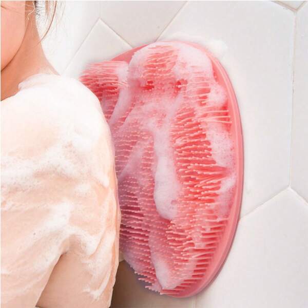 1pc Multi-Functional Exfoliating Brush, Scrubs Back/Feet, Massage, Non-Slip Bath Mat, Suction Cup Slouchy Bathroom Brush