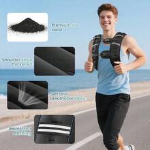 Weighted Vest 8lb 12lb 16lb 20lb 25lb 30lb Weight Vest With Two Adjustment Straps For Men Women Weight Vests With Reflective Stripe For Strength Training Running Jogging Walking SH PO - Black - View 5
