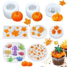 8 件 3D 硅胶模具 - 3D 南瓜形 - 环氧树脂 - 秋收，适合万圣节、亡灵节、感恩节、DIY 和装饰