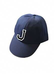 1pc A-Z Letter Adjustable Baby/Toddler Baseball Cap, Kids Sun Hat, Unisex Casual Snapback - Navy Blue - View 9