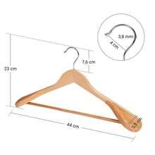 Lot de 6 Cintres, en Bois Massif avec Épaules très Larges, Antidérapants, pour Costumes, Chemises, Manteaux, Vestes, Pantalons, Crochets Pivotants 360°, Couleur Boisée - Couleur du bois - Voir 3