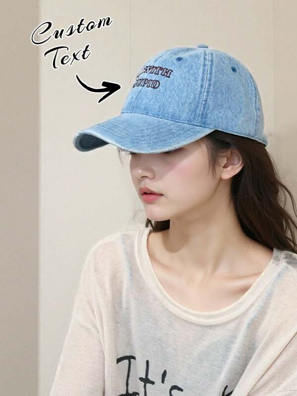 1pc Spring/Autumn Men's Denim Baseball Cap, Couple Cap, Valentine's Day Gift, Custom Denim Cap, Birthday Gift
