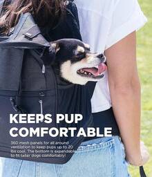 Outward Hound PupPak Dog Front, Medium, – Hands-Hiking & Camping Pet Backpack Small Pets Up To 20 Lbs, Padded Straps, Breathable Mesh,-Resistant, Safety Clip - Ba lô đen - Xem 2