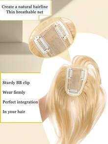 带刘海夹的假发，适合头发稀疏的女性使用的合成假发，12 英寸直发夹刘海发片，适合女性日常佩戴 - 彩色 - 查看 5