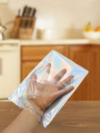 100 Piezas de Bolsas Resellables Holográficas de Mylar - Bolsas a Prueba de Olor de Todos los Tamaños, Bolsas con Cierre Hermético de Papel de Aluminio para Regalos de Fiesta, Almacenamiento de Alimentos, Dulces, Bocadillos, Papelería, Joyas, Accesorios para el Cabello, Hogar y Negocios
