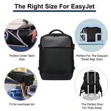 Mochila masculina Yuekan tamanho pequeno, compatível com laptops de 15" e 17", bolsa multifuncional à prova d'água com carregamento USB, mochila de viagem, tamanho grande - Preto - Ver 9