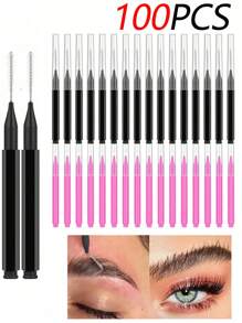 100pcs Micro Eyebrow Brush With Cap Brow Lamination Brush Spoolies For Eyebrow Eyelash Brow Brush Lash Filler Eyebrow Lash Lift And Tint Tools For Brows And Lashes Comb Extensions