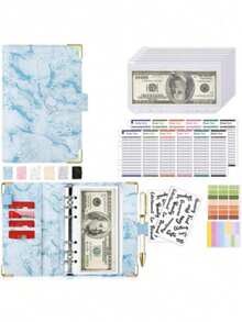 Budget Cash Envelopes For Cash Management, Budget Organizer Cash Envelopes A6 With Zipper Leather Budget Binder - Multicolor - View 1
