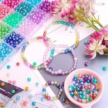 1 Pc 6mm(1200pcs) 8mm(480pcs) Transparent AB Acrylic Round Beads, 24 Random Colors Assorted Plastic Bubble Gum Beads With Hole Loose Spacer Beads Bulk For Bracelets Necklace Jewelry Making DIY Crafts