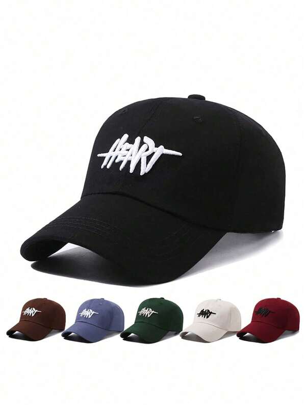 1 pièce Casquette de baseball unisexe unie avec broderie de lettre décontractée, chapeau snapback polyester polyvalent et à la mode, convenant aux activités extérieures et à l'usage quotidien
