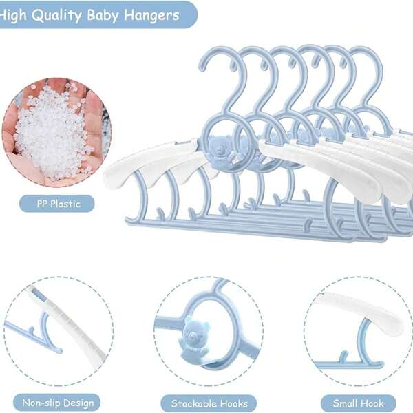 Perchas para el armario de la habitación del bebé, perchas antideslizantes para pantalones de bebé para ropa de recién nacido - Juego de 10 perchas ajustables JSF para abrigos de niña, niño, bebé y niño pequeño