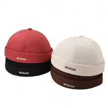 1pc Unisex Vintage Solid Knitted Beanie, Adjustable Corduroy Hip Hop Cap